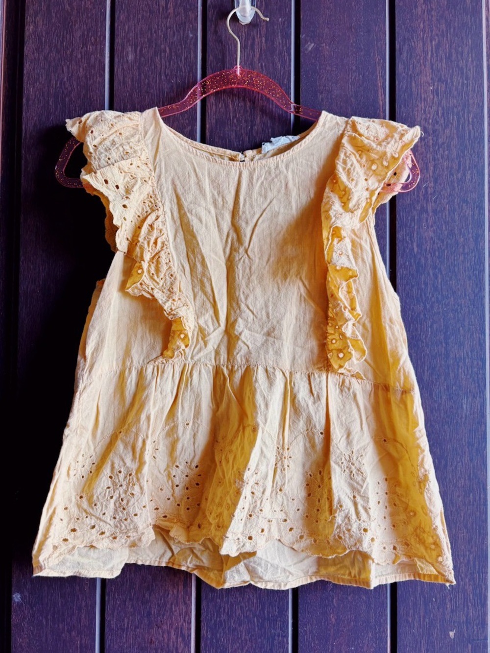 mine Yellow Eyelet Ruffle Top